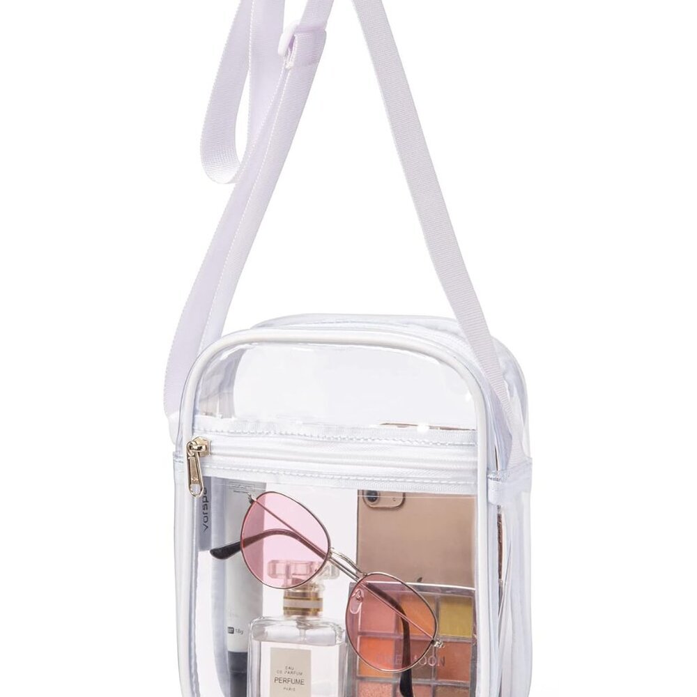 Stadium Approved PVC Purse - Clear Crossbody Bag with Front Pocket for Concerts,